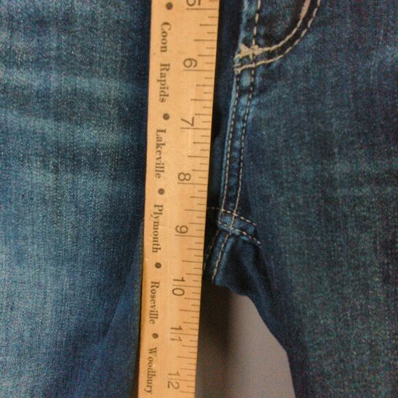 Silver Avery Slim Boot Jeans Womens 28 Blue Dark Wash Stretch Distressed - Picture 5 of 10